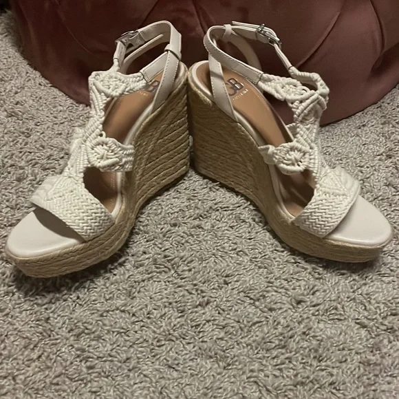 Gianni Bini Macrame Wedges Off White 8.5 - Picture 2 of 8